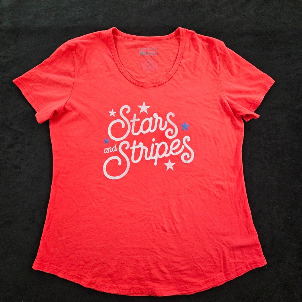 Stars & Stripes USA Red Short Sleeve Cotton T-Shirt Men's L